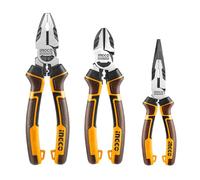 INGCO 3Pcs Pliers Set High Leverage, 8" Combination Pliers 7" Diagonal Cutting Plier 6" Long Nose Plier HKHLPS2831