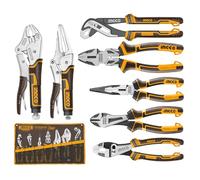 INGCO 7Pcs High Leverage Pliers Set Locking Pliers Set Roll Up Pouch Included COS23036