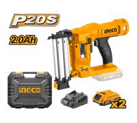 INGCO CBNLI2002 20V Cordless Nail Gun 2 x 2.0Ah Li-Ion Battery + Charger Case