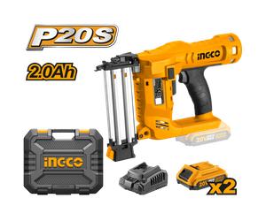 INGCO CBNLI2002 20V Cordless Nail Gun 2 x 2.0Ah Li-Ion Battery + Charger Case