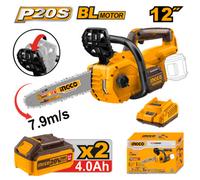 Ingco Chainsaw 12" Cordless 20V Brushless, Auto Lubrication, Chain Brake, 2X 4.0Ah Batteries