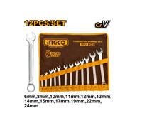 INGCO Combination Wrench Set Chrome Vanadium 6-24mm Kit 12pc With Fabric Case