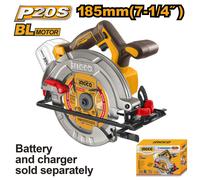 INGCO Cordless Circular Saw 185 mm Brushless Motor Bare Tool Only, Orange