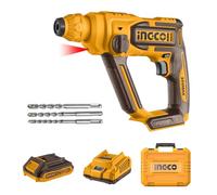 INGCO Cordless Rotary Hammer 20V Lithium-Ion Hammer Drill 850RPM, 1.5J, 5100BPM with 1Pcs 2.0Ah Battery and 1Pcs Charger CRHLI201681