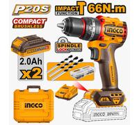 Ingco Impact Compact Drill, Cordless 20V Brushless 66N.m