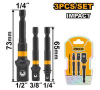 Ingco Impact Socket Adaptor Set 3-Piece 1/4" Hex Shank 1/4", 3/8", 1/2" Drive