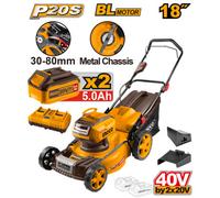 Ingco Lawn Mower Cordless 40 V, 460 mm Cutting Width, 60 L Bag, Brushless Motor