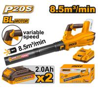 Ingco Leaf Blower Cordless 20V Brushless, 18,500 Rpm, 2X 2.0Ah Batteries And Charger Included