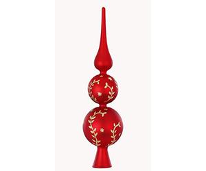 Inge-glas Decorated Christmas Tree Topper, Gals, 31 cm, Traditional Red