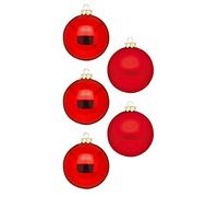 Inge Glas Magic Christmas Baubles Small | 36 Baubles 4 cm | Glass Christmas Tree Baubles (Merry Red | Matte Red/Gloss)