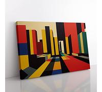 Ingenious Abstract Skyscrapers Canvas Wall Art Print Ready to Hang, Framed Picture for Living Room Bedroom Home Office Décor, 60x40 cm (24x16 Inch)