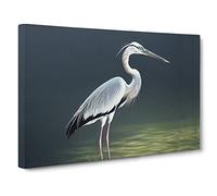 Ingenious Heron Bird Canvas Print | Gallery Wrapped 30mm Frame Wall Art | 30x20 inches | Ready to Hang | Contemporary Animals Picture | Living Room Bedroom Lounge Office