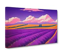 Ingenious Lavender Flower Field Canvas Print | Gallery Wrapped 30mm Frame Wall Art | 30x20 inches | Ready to Hang | Contemporary Floral Picture | Living Room Bedroom Lounge Office
