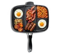 InGenious Lazy Man Frying Pan Multiple Hob Non Stick 5 Section Breakfast Skillet | 28 cm Rectangular Multi Section Griddle