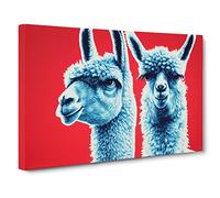 Ingenious Llamas Canvas Print | Gallery Wrapped 30mm Frame Wall Art | 30x20 inches | Ready to Hang | Contemporary Animal Picture | Living Room Bedroom Lounge Office