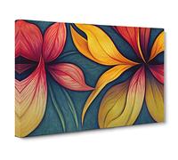 Ingenious Modern Flowers Canvas Print | Gallery Wrapped 30mm Frame Wall Art | 30x20 inches | Ready to Hang | Abstract Floral Picture | Living Room Bedroom Lounge Office