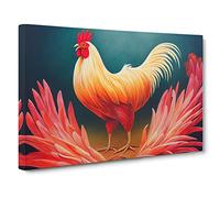Ingenious Rooster Canvas Print | Gallery Wrapped 30mm Frame Wall Art | 30x20 inches | Ready to Hang | Contemporary Picture | Living Room Bedroom Lounge Office