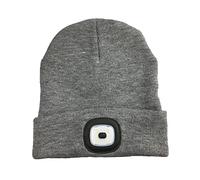 InGenious USB Rechargeable IP54 LED Beanie Adjustable Ultra Bright Woolly Hat Grey