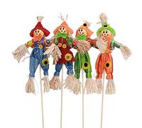 Ingeniously Standing Scarecrow Halloween Scarecrow Decorations Cute Autumn Garden Scarecrow Ornament for Halloween Decoration Mall Bar KTV Decoration, Small Scarecrow Picks, Random Color