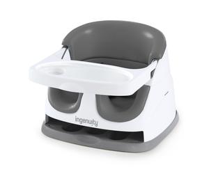 Ingenuity, Baby Base 2-in-1 Seat, Slate, Booster Chair, Dining and Feeding Seat for Toddlers, Easy to Clean with Removable and Self-Storing Tray, Ages