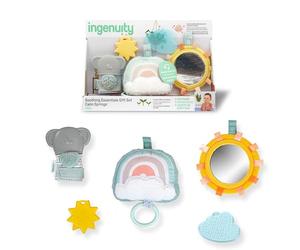 Ingenuity Calm Springs Soothing Essentials Gift Set - Musical Toy, Rattle, Mirror, 2 Teethers for Baby