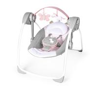 Ingenuity Comfort 2 Go Compact Portable 6-Speed Cushioned Baby Swing with Music, Folds Easy, 0-9 Months 6-20 lbs (Pink Flora the Unicorn)