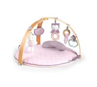 Ingenuity, Cosy Spot Reversible Duvet Activity Gym and Padded Play Mat with Wooden Removable Toy Bar, 6 Detachable Toys, Foldable for Easy Transport, Pink - Calla, Ages Newborn +