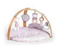 Ingenuity, Cosy Spot Reversible Duvet Activity Gym and Padded Play Mat with Wooden Removable Toy Bar, 6 Detachable Toys, Foldable for Easy Transport, Pink - Calla, Ages Newborn +