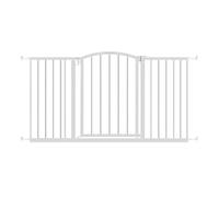 Ingenuity Deluxe Metal Extra Tall Walk Through Arch Dog Gate with Hardware Mounted and Wide Openings for Stairways and Doorways, White