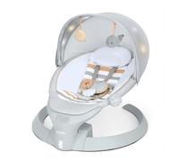 Ingenuity Inlighten Bounce & Sway Swing, Bluetooth Music, Canopy with Lights & Toys, Touch & Remote Controls, 3-in-1 Seat Modes, Machine Washable Pad, Ages 0+ - Pebble Shore