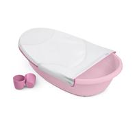 Ingenuity Room to Soak 4-in-1 Baby Bath Tub in Pink, Newborn to Toddler, Adjustable Full Coverage Sling, Supportive Seat, Includes 2 Pour & Rinse Cups, Easy Release Drain Plug, 0M+