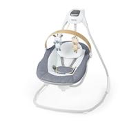 Ingenuity, SimpleComfort Compact Calming Swing, Swivel Toy Bar, Swivel Seat, 6 Speed, For Ages 0-9 Months, Up to 9 kg, Grey - Chambray