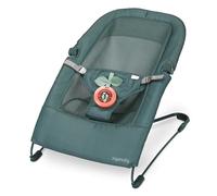 Ingenuity Stow & Go Compact Folding Baby Bouncer, Lightweight Portable Seat with Vibration & Toy, Green, Under 5 lbs