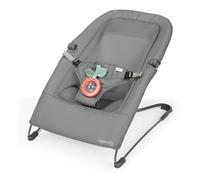 Ingenuity Stow & Go Compact Folding Baby Bouncer, Lightweight Portable Seat with Vibration & Toy, Grey, Under 5 lbs