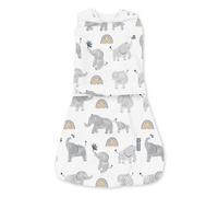Ingenuity SwaddleMe Arms Free Convertible Baby Swaddle, Size 3-6 Months, 14-18 Pounds, Arms Swaddled in or Out, 1.0 TOG - Happy Elephant