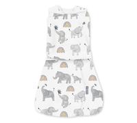 Ingenuity SwaddleMe Arms Free Convertible Baby Swaddle, Size 3-6 Months, 14-18 Pounds, Arms Swaddled in or Out, 1.0 TOG - Happy Elephant