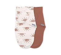 Ingenuity SwaddleMe Monogram Collection Baby Swaddle, 100% Cotton, Improves Sleep & Calms Startle Reflex, 0-3 Months, Pocket Fold Design for Easy Changes, 1.0 TOG, 2-Pack - Rising Sun