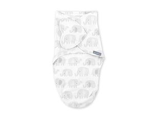 Ingenuity SwaddleMe Monogram Collection Baby Swaddle, 100% Cotton, Improves Sleep & Calms Startle Reflex, 0-3 Months, Pocket Fold Design for Easy Changes, 1.0 TOG, 1-Pack - Scribble Elephant