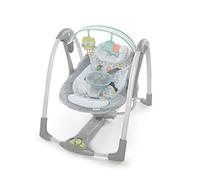 Ingenuity, Swing 'n Go Portable Swing - Hugs and Hoots, 5 Swing Speed, 6 Soothing Melodies, Removable Toy Bar, Ages Newborn +, Grey