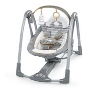 Ingenuity Swing 'n Go Deluxe 5-Speed Baby Swing with Cushioned Harness - Foldable, Portable, 2 Plush Toys & Sounds, 0-9 Months 6-20 lbs (Bella Teddy)