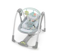 Ingenuity - Swing 'n Go Portable Swing - Hugs and Hoots, 5 Swing Speed, 8 Soothing Melodies, Removable Toy Bar, Ages Newborn +, Grey