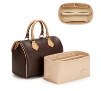 Ingenuity Workshop Bag organiser Insert for L V Speedy 25 Bags, Premium Felt Lightweight Speedy 25 Bag Insert with Base Shaper, Tote Handbag Inner Storage Travel Accessories with 14 Pockets,Beige