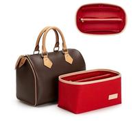 Ingenuity Workshop Bag organiser Insert for L V Speedy 30 Bags, Premium Felt Lightweight Speedy 30 Bag Insert with Base Shaper, Tote Handbag Inner Storage Travel Accessories with 14 Pockets,Red