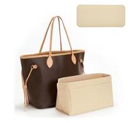 Ingenuity Workshop Bag Organiser Insert with Base Shaper,Felt Tote Bag Organiser Insert Compatible with Neverfull MM Speedy 30 and More,Bag Inner Shaper for Luxury Handbags,Beige/L