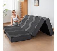 INGEROOM Foldable Mattress Queen - Memory Foam 6 inch Trifold Mattress for Camping, with Portable Handle, Non-Slip Folding Floor Bed Sofa for Guest Travel Yoga, Washable Breathable Cover