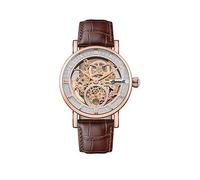 Ingersoll 1892 The Herald Rose Gold and Grey Skeleton Dial Brown Leather Strap Automatic Mens Watch, Brown, Men Brown