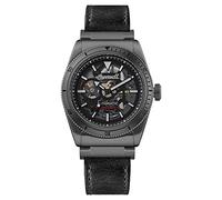Ingersoll 1892 The Scovill Mens 43mm Automatic Watch with Black Skeleton Dial and Leather Strap