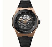 Ingersoll The Springfield Mens 48mm Automatic Watch with Black Skeleton Dial and Black PU/Alcantra Strap I15202