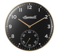 Ingersoll Analogue Wall Clock, Easy To Read, 30cm Diameter in Gold colour case with Black Dial