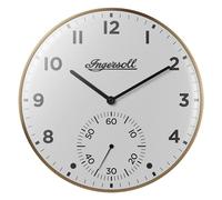 Ingersoll Analogue Wall Clock, Easy To Read, 30cm Diameter in Gold colour case with White Dial